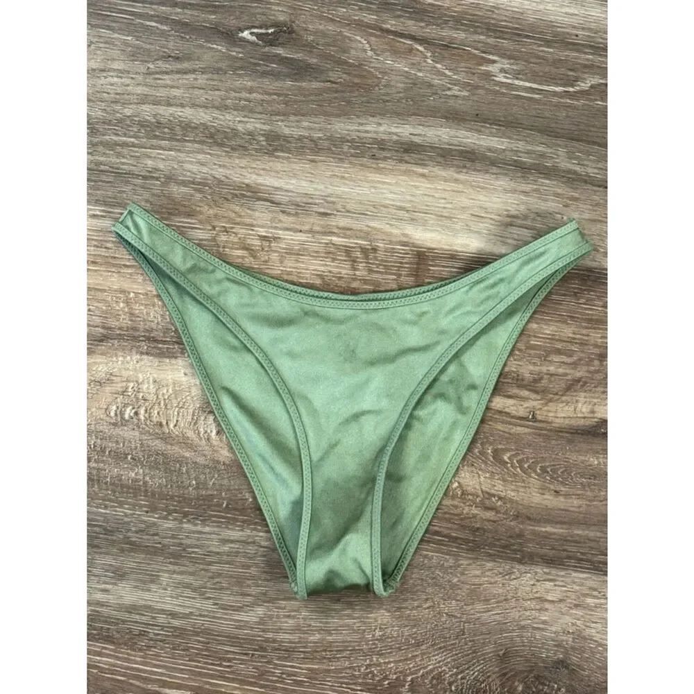 Triangl Green Satin Bikini Bottoms Women’s Small